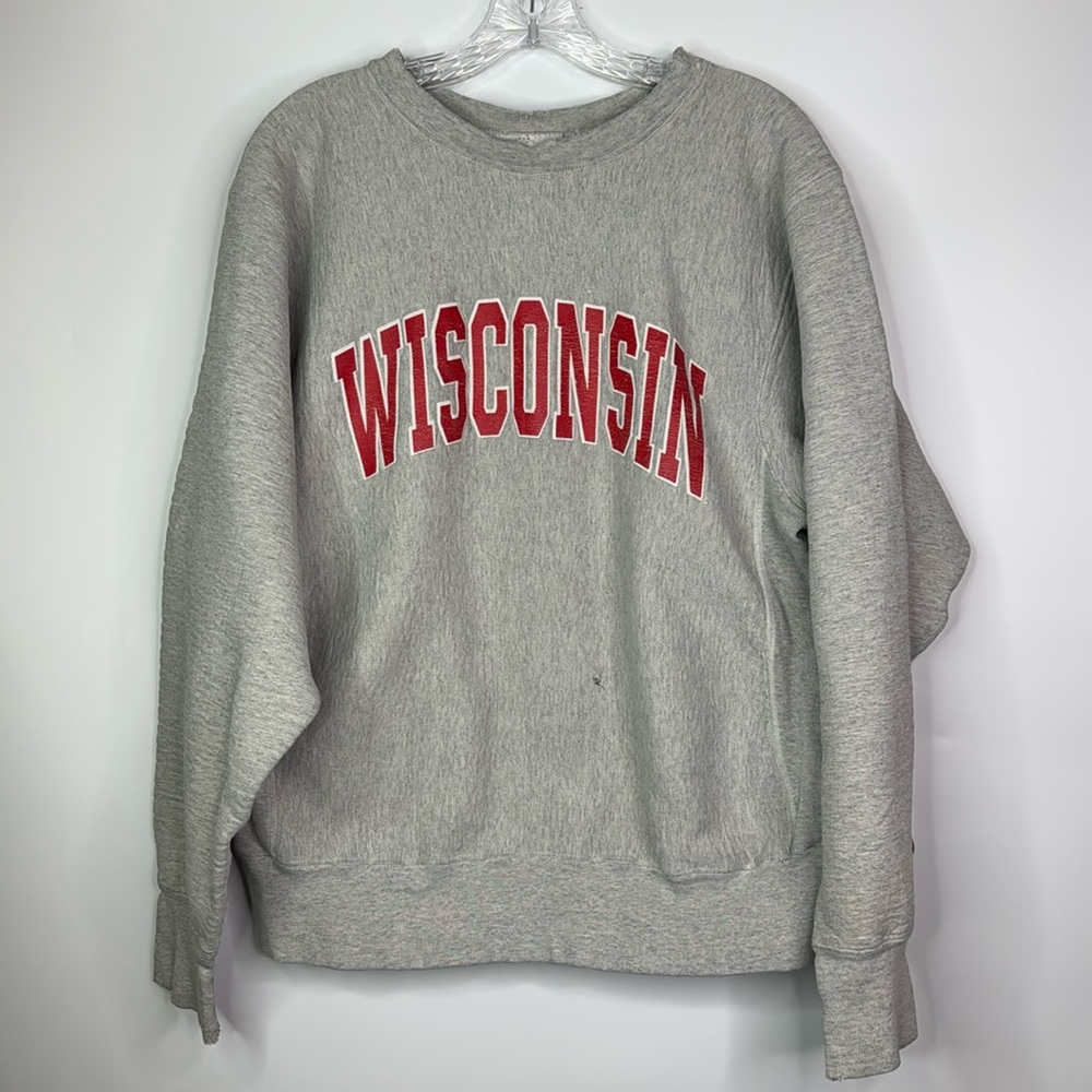 Vintage The Cotton Exchange UW Wisconsin Grey Crewneck Grunge Sweatshirt Large